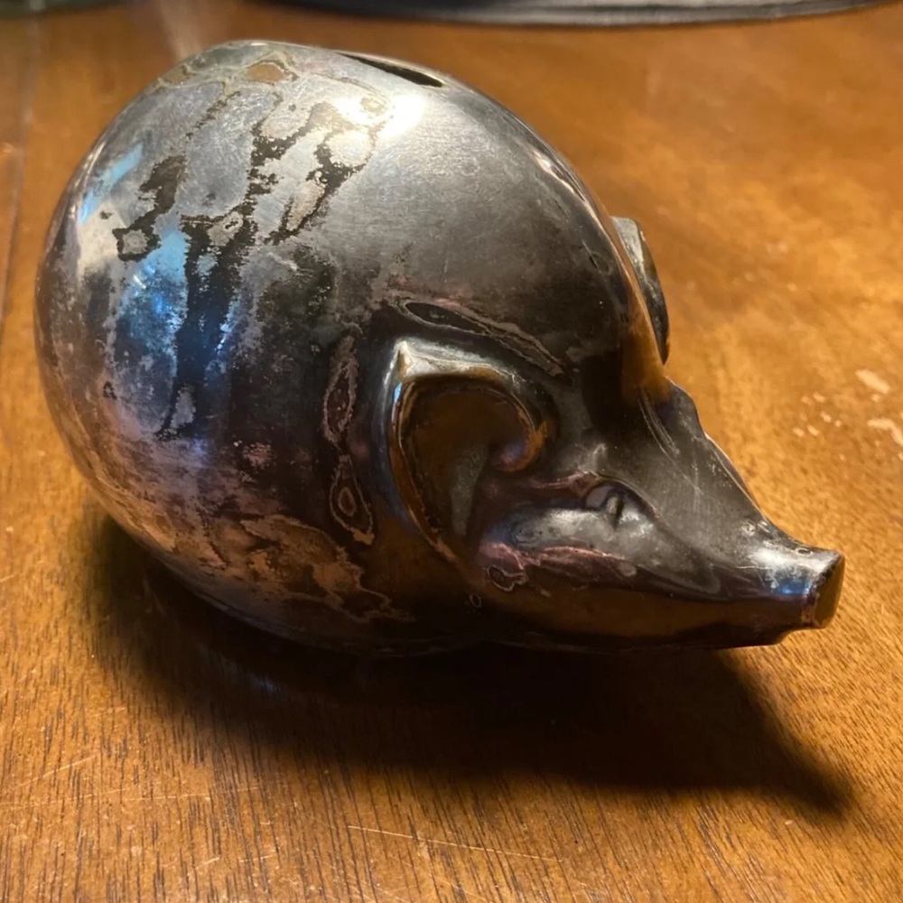 Vintage Piggy Bank-Silver plated-Pig-DANA DFA (Denmark) - Picture 2 of 13